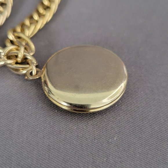 Vintage American Legion Gold Tone Locket Charm Fashion Chain Bracelet 7 1/4" - Picture 4 of 6